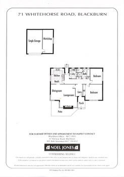 Back page of brochure showing the layout of 71 Whitehorse Road.
