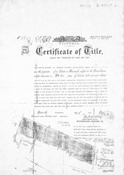Photocopy of Certificate of Title Vol. 4156 Folio 831198 for 43 acres Fronting on Canterbury Road near Mitcham Road