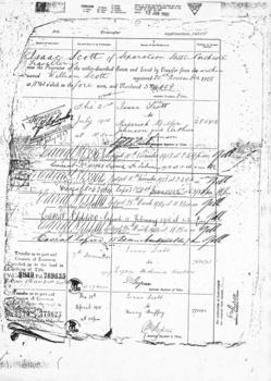 Note of previous owners of parts of lot 124 from November 1858 - page 1