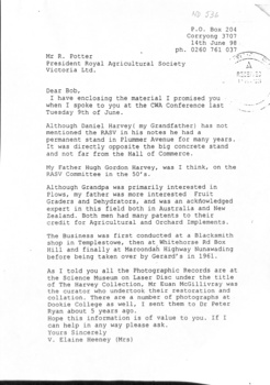 Letter from Mrs V. Elaine Heehey to the president of Royal Agricultural Society
