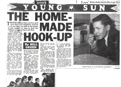 The Home-made telephone system used by 3 boys and 4 girls in Blackburn.