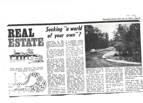 Article on the subdivision of Trove Park drive Estate.