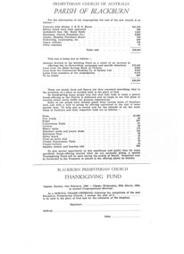 Document, Blackburn Presbyterian Church, 1960