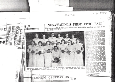 newspaper article July 1940 about Nunawading's first civic ball,