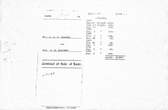 Contract of sale of land for 15 acres of land between Julius Draeger and John Ernest Kleinert - page 4 of 4.