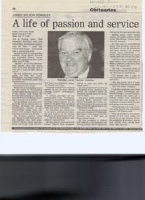 Article, A life of passion and service, 21/09/1998 12:00:00 AM