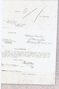 Document - Correspondence, Re A.C. Huggins, 19/10/1923 12:00:00 AM