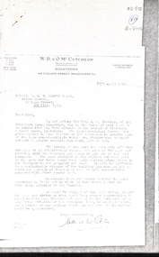 The Solicitor (W.B. & O.M. McCutcheon) asked Real Estate Agent (T.R.B. Morton & Son) to inspect and value land which is to be acquired by Municipal Council.