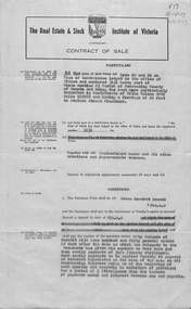 Contract of sale for lots 20 & 21 from Edgar Eriksson, to Dorothy Ada Henwick, dated 13/10/1947 - front page
