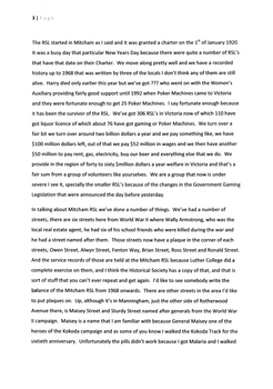 Transcript of a talk by Peter McPhee on Mitcham RSL