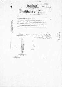 Certificate of Title Vol 5807 Fol 1161261 to Carl Julius Otto Draeger for four acres of land being part of Crown Portion 93 at Forest Hill.