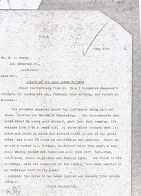 Letter dated 21 May 1926 from G. Morton to M. L. Davey re valuation of the estate of James Tainton 