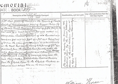 extract from Memorial Book 377 No 963 recording conveyance of land bounded by Whitehorse Road and Metropolitan Avenue