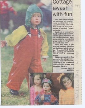 Write up in Whitehorse Post about 'Wisteria Time Garden Party' at Schwerkolt Cottage, 11 October 1998.