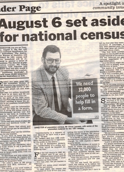 An article in Nunawading Gazette concerning the 1991 census.   