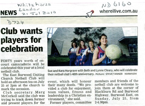 Club wants players for celebration