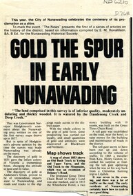 Gold the spur of early Nunawading