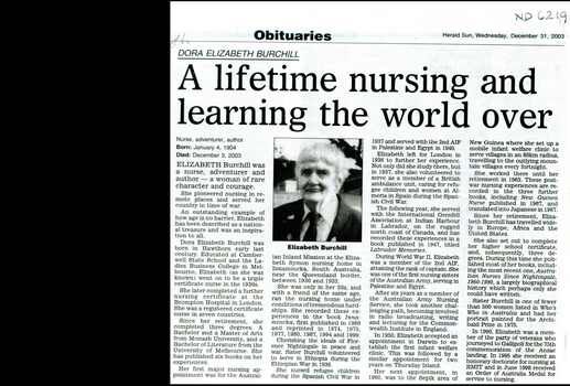 Dora Elizabeth Burchill: a lifetime nursing and learning the world over