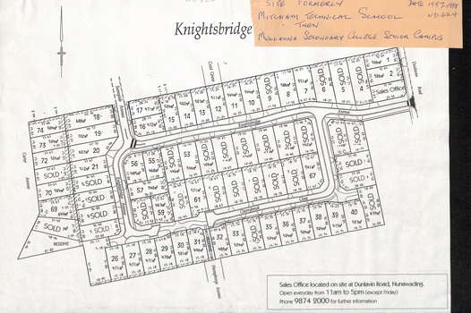 Plan of subdivision of Knightbridge Estate.