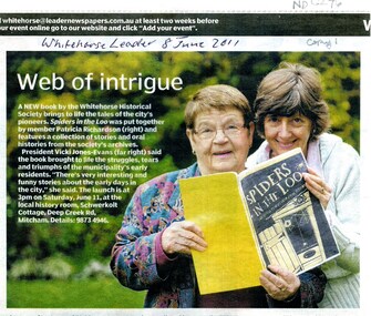 Article, Spiders in the Loo launch, 2011