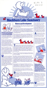 Front page of the pamphlet on the history and development of Blackburn Lake Sanctuary.