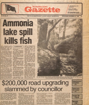 Ammonia lake spill kills fish.