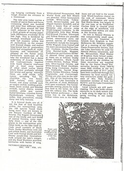  'Victoria's Resources' Dec 1970 - Feb 1971 - 'Blackburn Lake: a unique natural sanctuary and field study centre - author Jean F. Field.