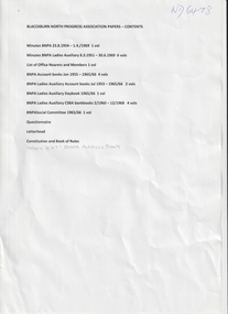 Document, Blackburn North Progress Association, 1953-1969