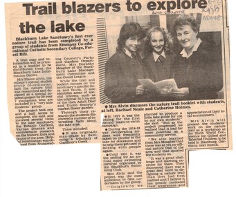 Nunawading Gazette 24 July 1987 on school project for Blackburn Lake 