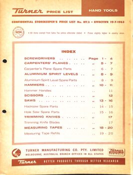 Turner Tools Catalogue