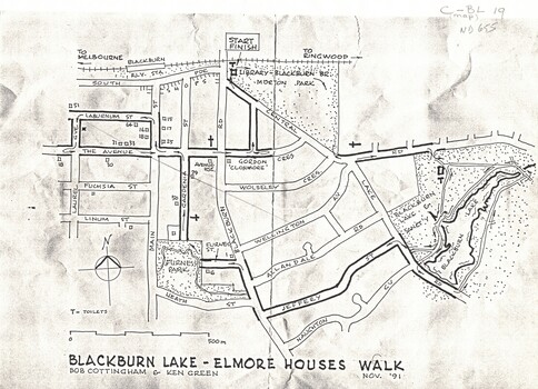 Map of Blackburn outlining a walk through the lake.