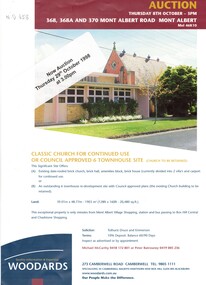  Auction St Georges Anglican Church, Mont Albert and 6 town house sites.