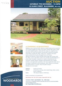  Auction of timber Cottage which has been renovated. 22 Elder Street, Blackburn.