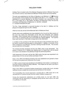  Report submitted by Ted Arrowsmith to City of Whitehorse on Halliday Park and the war memorial - page 1