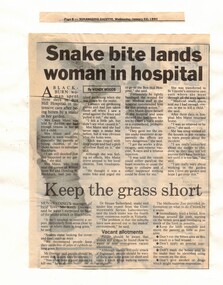 A snakebite which occured during a gardening activity in Blackburn. 