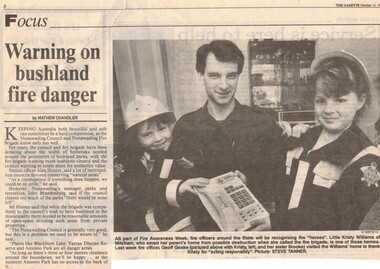 Article, Warning on bushland fire danger, 11/10/1993 12:00:00 AM