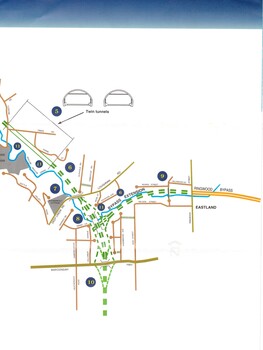 Information bulletin giving history map showing features of extension to freeway,