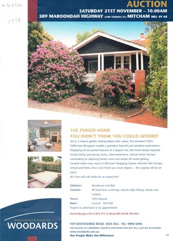 Advertising brochure for a period home at 589 Maroondah Highway,