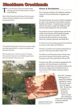  Sympathetic treatment of creek banks and preservation and regeneration of bushland will encourage wildlife. Page 1