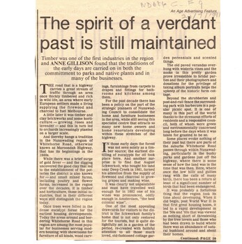 Article from The Age, 24 July 1991, pp4, 10 By Anne Gillison on conservation and revegetation