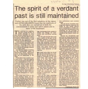 Article from The Age, 24 July 1991, pp4, 10 By Anne Gillison on conservation and revegetation