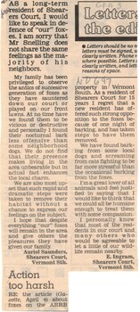 'Letters to the Editor', Nunawading Gazette 18 April 1990 