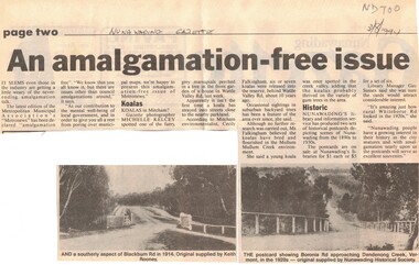 Article on koalas in Mitcham from Nunawading Gazette, 3 August 1994