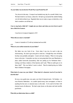 Transcript of an interview with Hazel Wyke