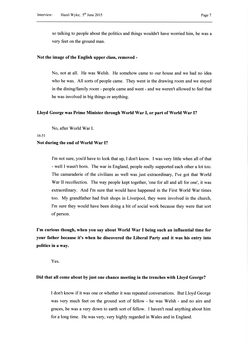 Transcript of an interview with Hazel Wyke
