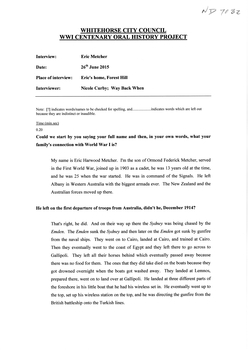 Transcript of an interview with Eric Metcher