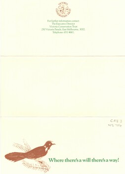 Pamphlet from the Victoria Conservation Trust asking for bequests