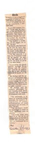 Gazette, 8 November 1993 on bird life in bushland off Stanley Road, Forest Hill.