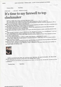 A newspaper obituary of the life of Keith la Galle, 