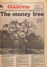 The article on the removal of the The 80 year old elm tree, which was valued at $100,000 in 1984.